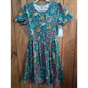 Vintage Lularoe Dress Amelia Womens Medium M Med Zipper Floral Pockets Flowers